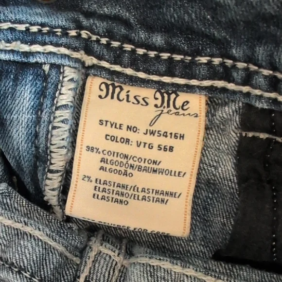 Miss Me Short Embellished Blue Denim Shorts 26 - Picture 5 of 5